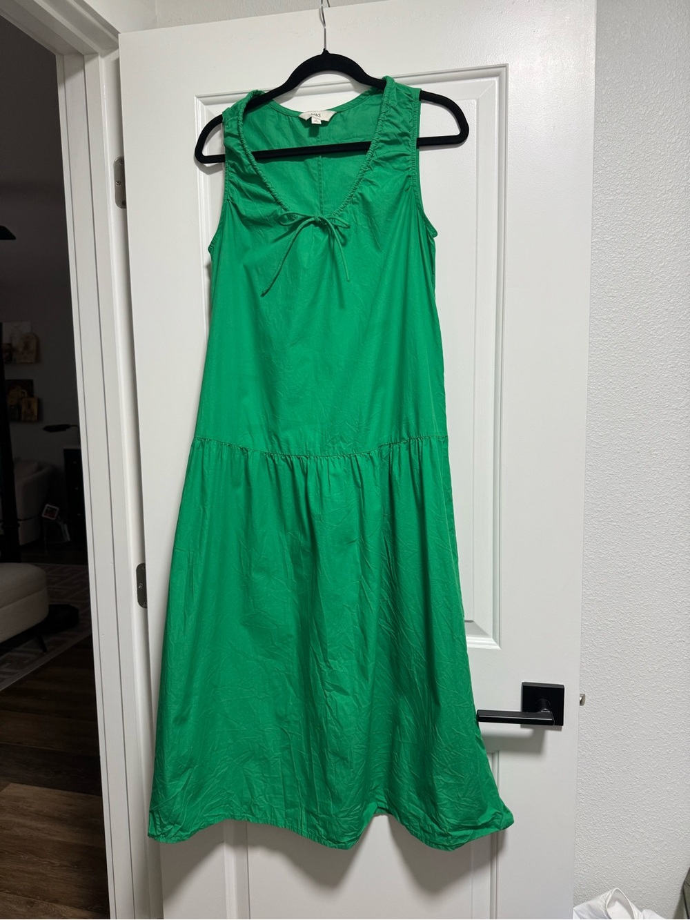 Marks & Spencer Bright Green Sleeveless Tie-Front Midi Dress